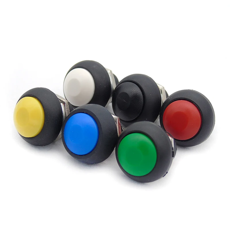 PBS-33B 2Pin Mini Switch 12mm 12V 1A Waterproof momentary Push button Switch since the reset Non-locking