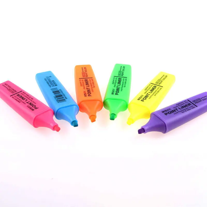 Smooth writing rainbow color pastel plastic glitter highlighter marker pen with clip for student kids