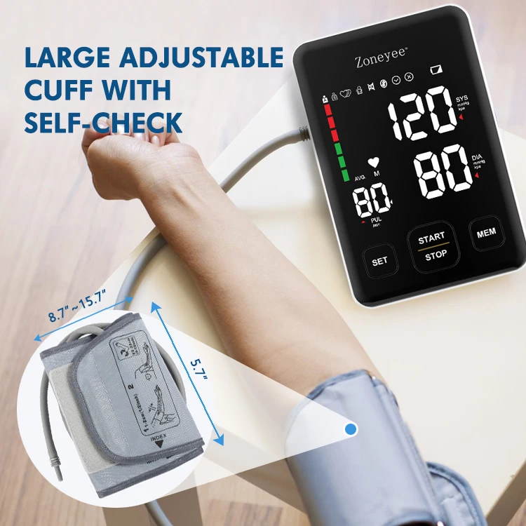 Factory direct sales Digital Sphygmomanometer BP Blood Pressure Monitor 22-42cm Large Arm Cuff Blood Pressure Meter