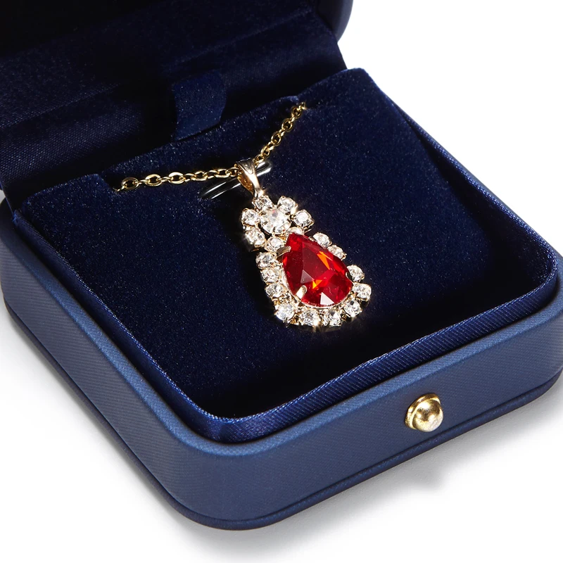 professional pendant box private label luxury brand touching PU leather hot foil custom logo ring box