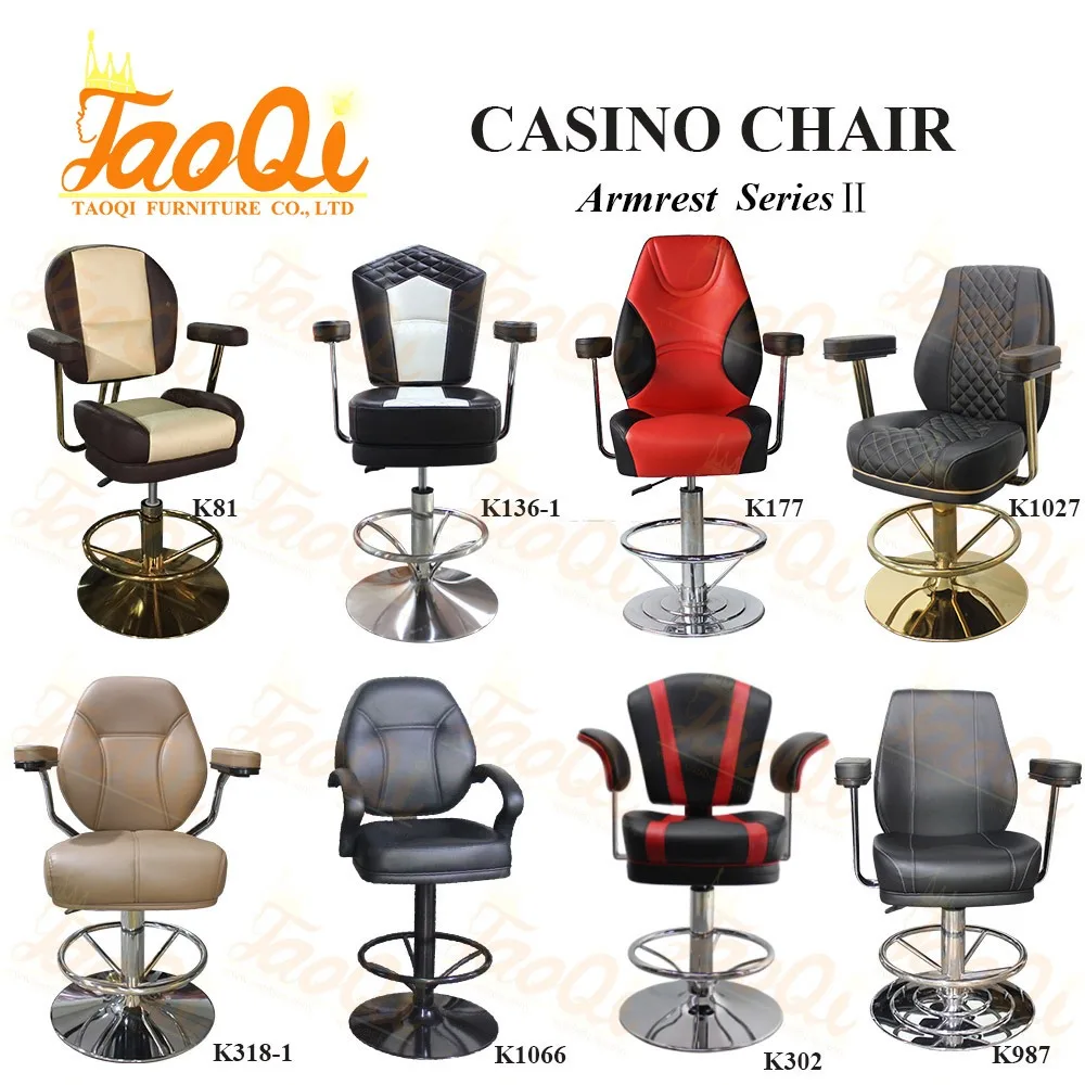 K1069 Casino Chair Bar Chair with Armrest Footrest Adjustable Lift Club Funiture Metal Gaming Stool Slot Poker VIP Chair