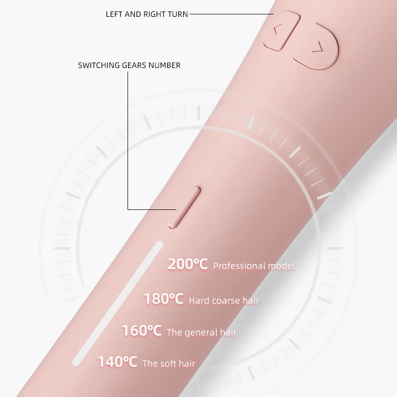 Auto silk heatless rotating ceramic beauty pink hair straightener curler