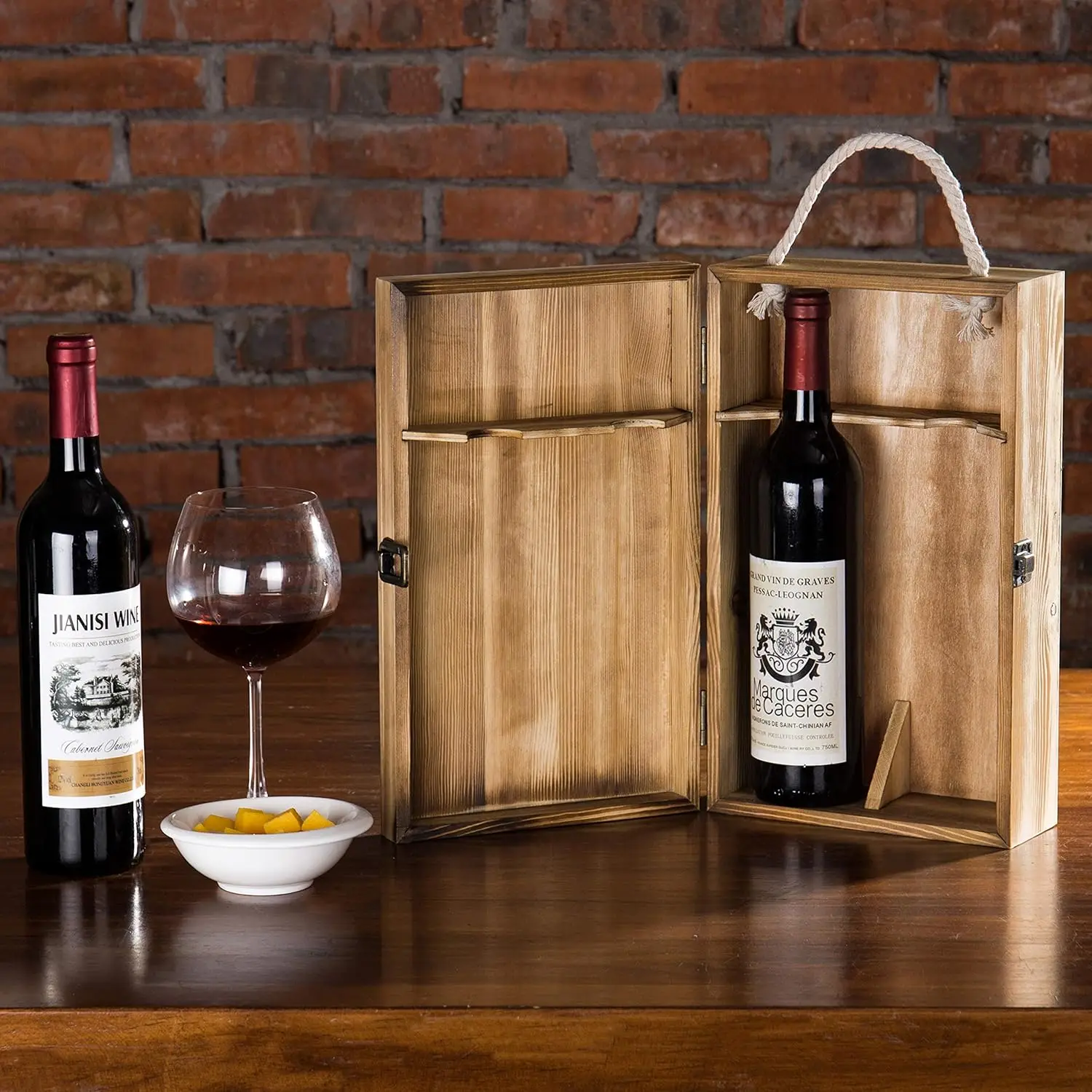 Luxury Wood Wooden Wine Wooden Gift Bottle Box Double