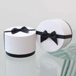 Модная Подарочная коробка черного цвета, роскошная черная круглая подарочная коробка, одноразовая лента, черная Подарочная бумажная трубка