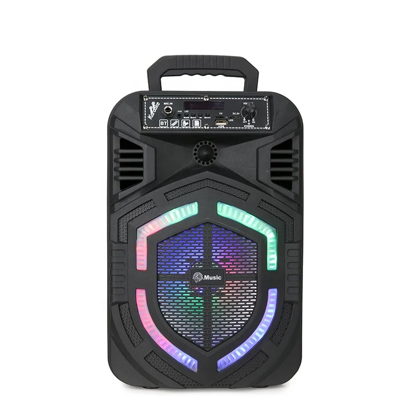 Portable Trolley Speaker with LED Ball Light and Wired MIC Tripod Hot Sell Outdoor Cheap Factory Price TTD-5804 8 Inch Black 60W