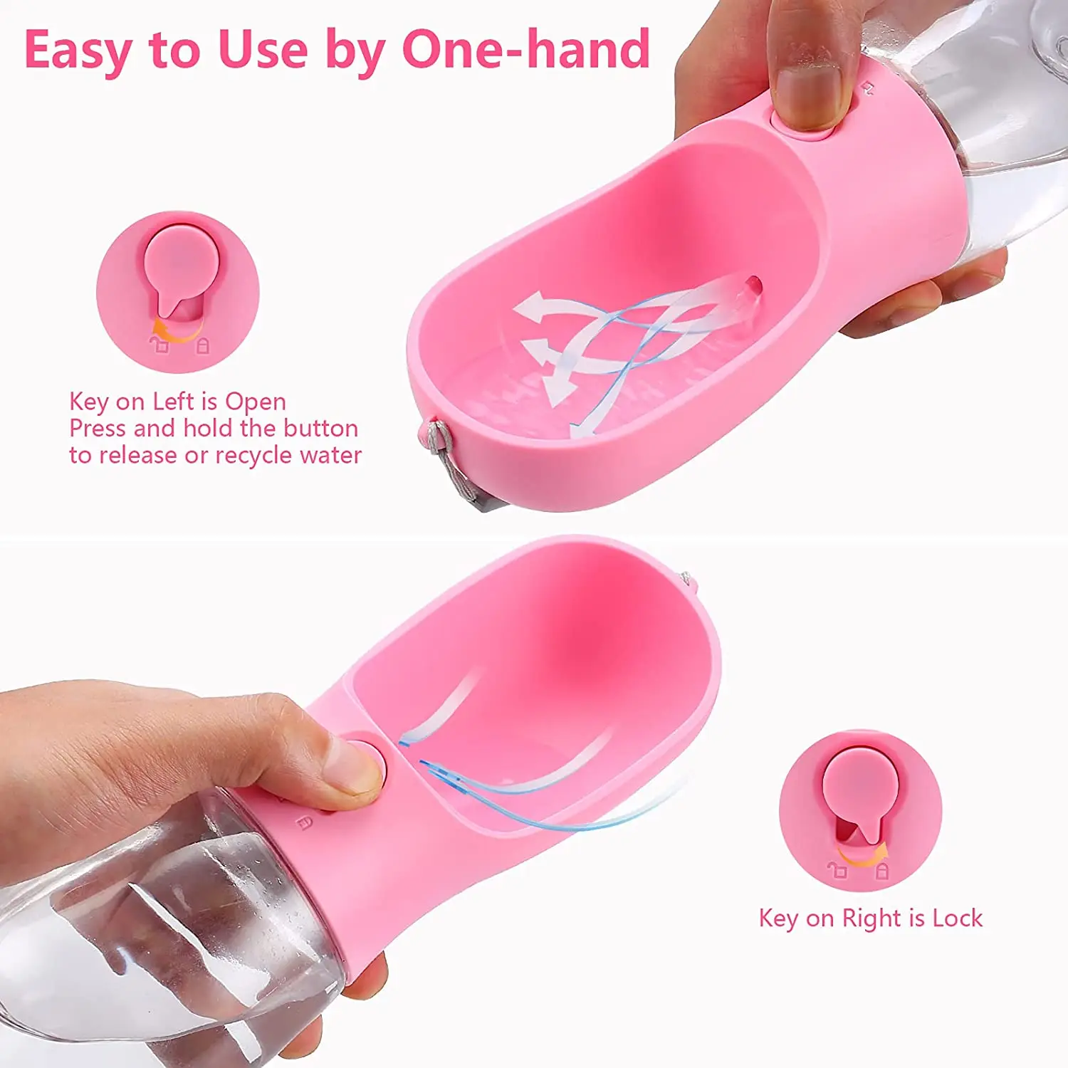 Multifunctional 2 in 1 pet travel water bottle portable dog water bowl for puppy