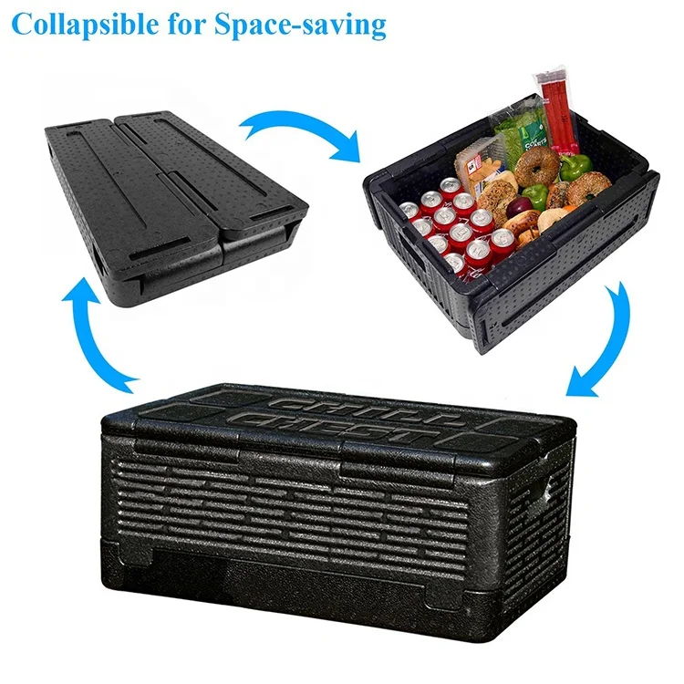Wholesale High Quality Foldable EPP Foam Flip Box Collapsible Iceless Cooler Box Food Blank Opp Bag Outdoor Camping OCPO Kitchen