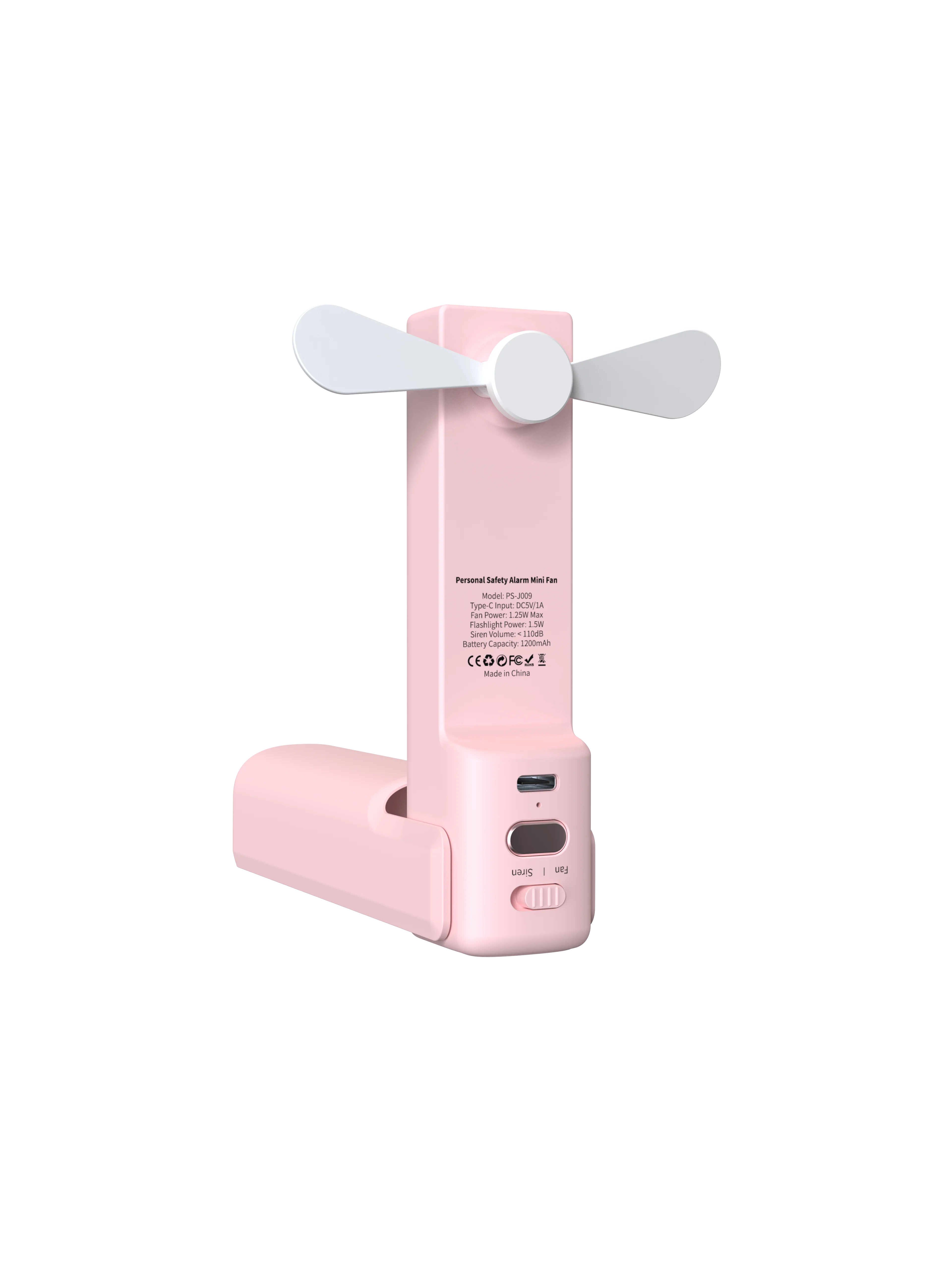 New folding rechargeable mini fan 4-in-1 air cooling fan portable power bank 1200mAh USB-C Input and Output