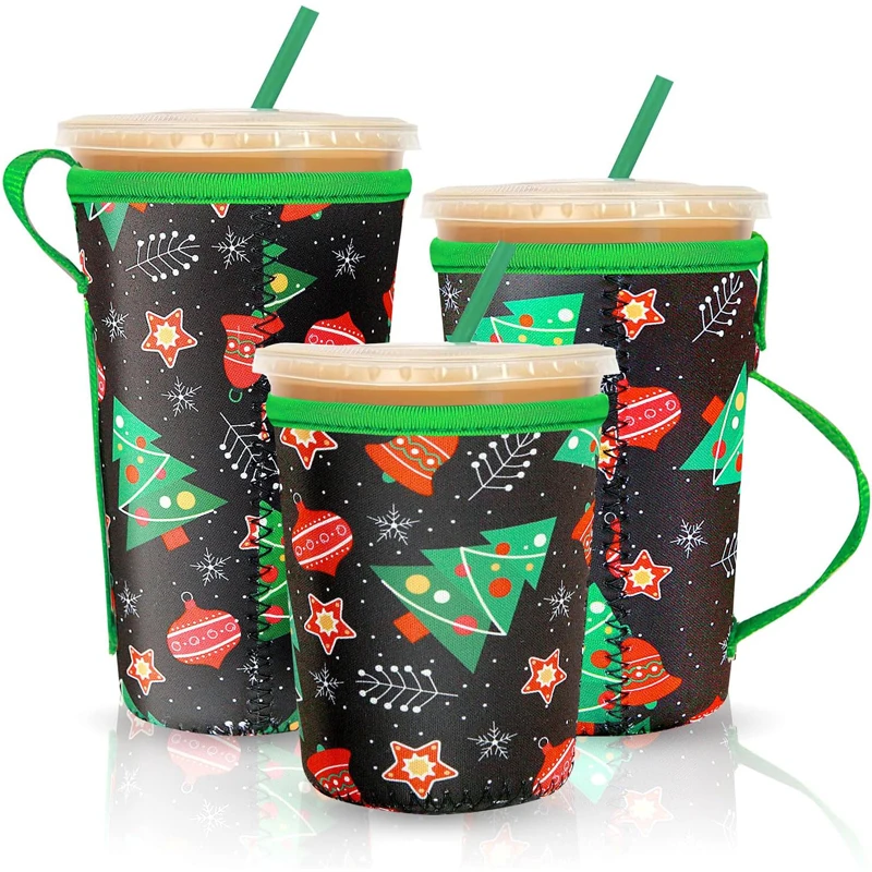 Custom Halloween Christmas Insulated Neoprene Cup Sleeve Reusable Iced Coffee Cup Sleeve