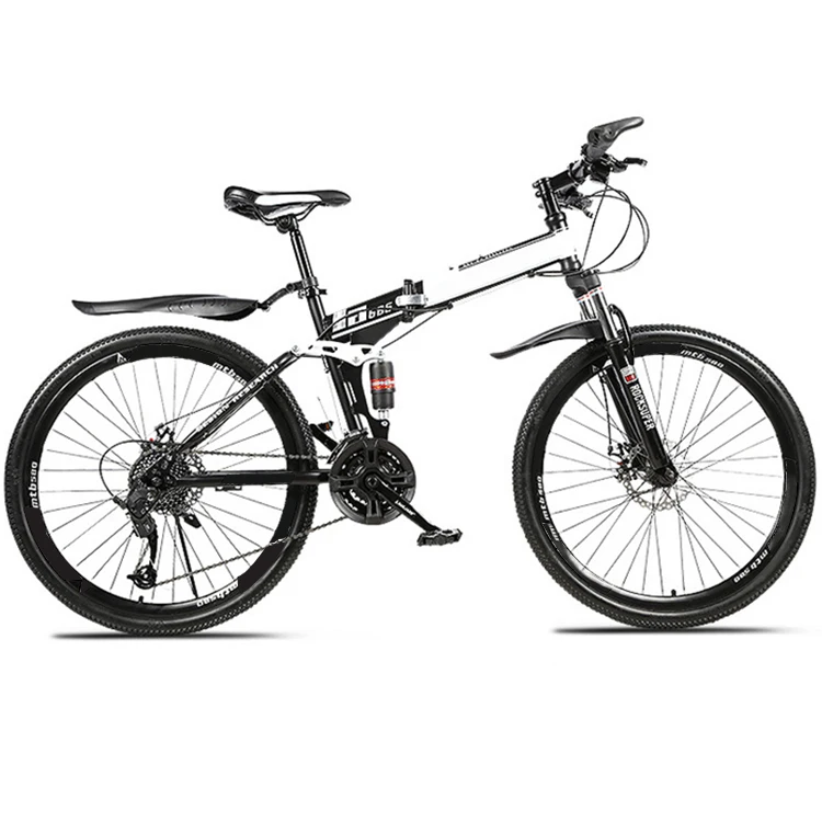 26 Inch Double Disc Brake Full Suspension 21/24/27 Speed Folding Bicycle Mountain Bike for Adult