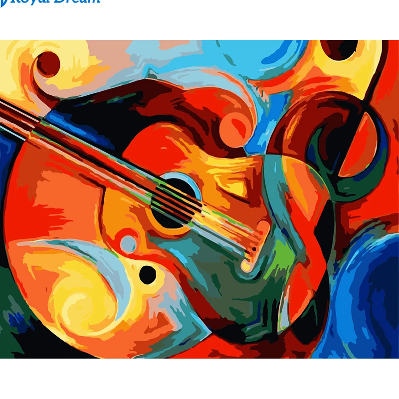 ROYALDREAM Violin instrument abstract oil painting by numbers kits for home decor pictures custom