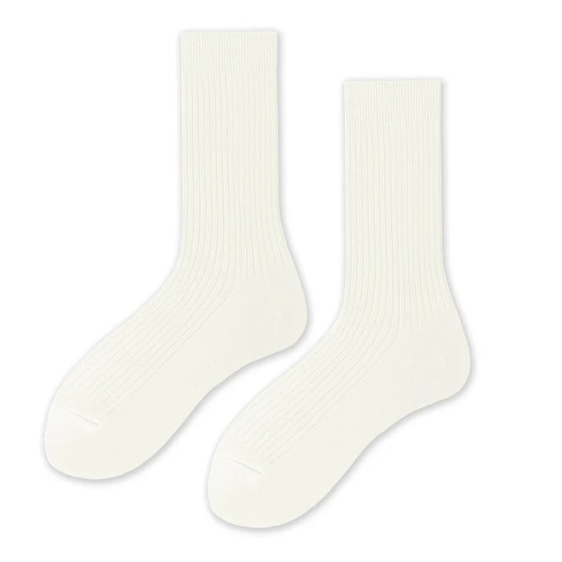 Wholesale Women Long High quality socks Breathable Organic Cotton Mid-calf Length Sox Design Own Crew Custom Women socks