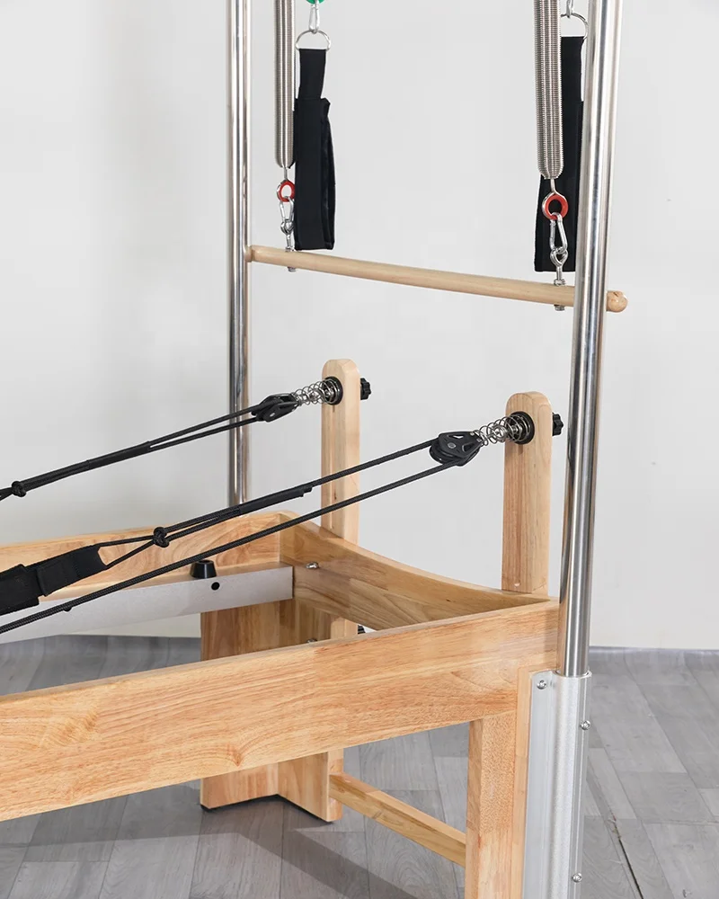 Queenlife Yoga Gym Center Balance Cadillac Combination Oak Wood Pilates Reformer Machine with full Trapeze