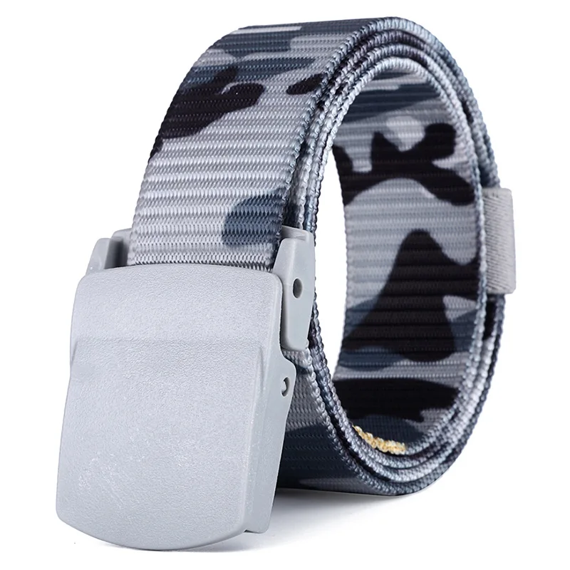 Custom Design Outdoor Sports Camouflage Plastic Buckle Belt Fabric Tactical Nylon Belt For Men