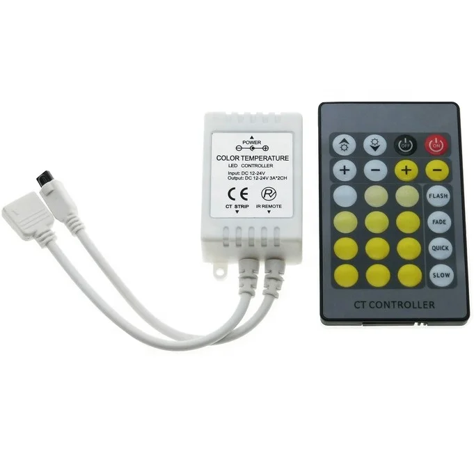 4 Pin DC12V-24V IR 24Key Dual White Color Temperature Remote Controller for SMD5050 2835 WW CW LED Strip Lights