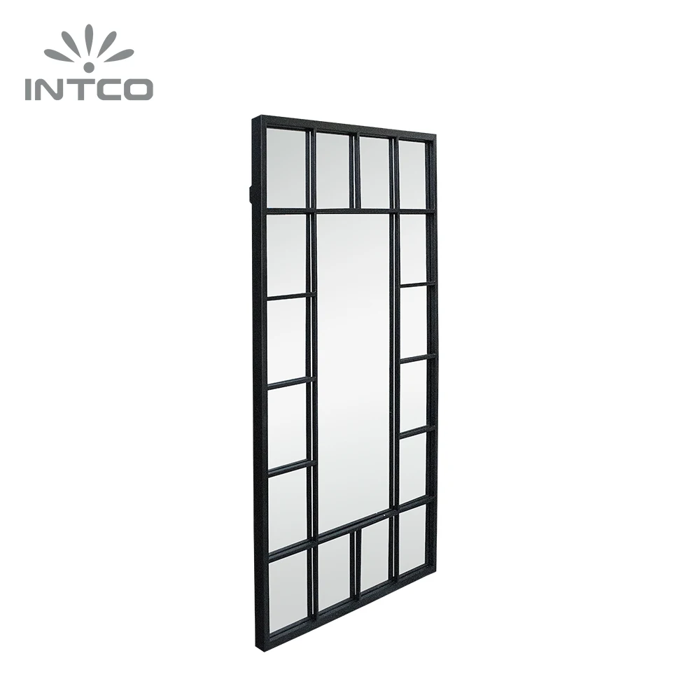 INTCO New Arrival Fashion Luxury Hallway Antique Framed Makeup Dressing Decorative Window Pane Mirrors