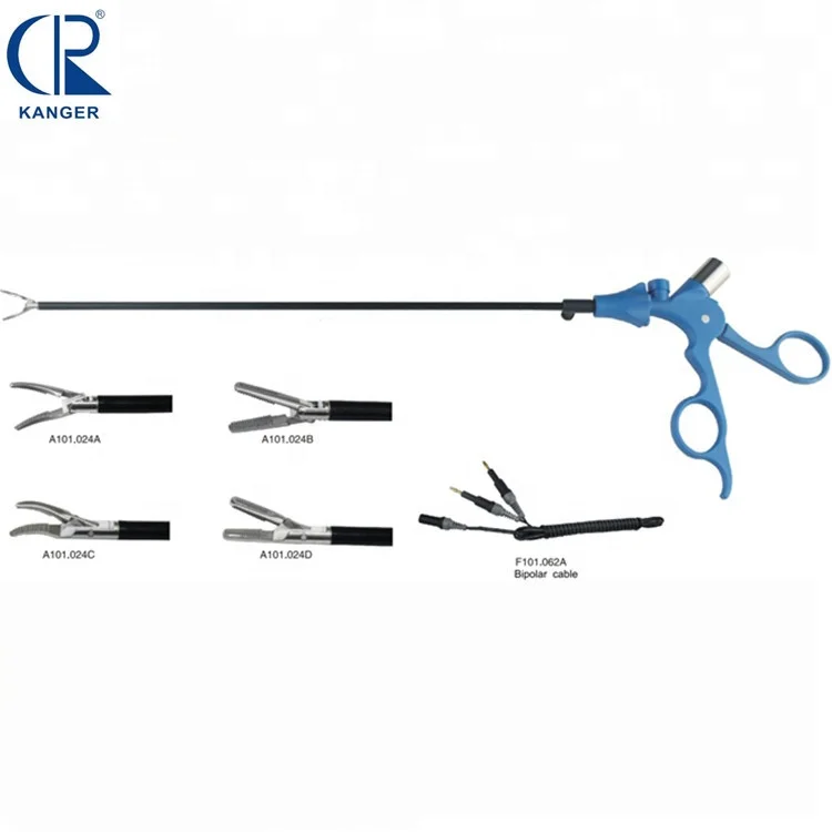 101.024D New CE Approved Bipolar Dissecting Forceps 5x330mm double action straight head+ Bipolar Cable Laparoscopy