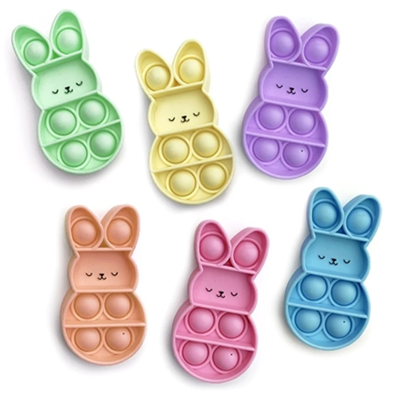 2023 Easter Eggs Bunny Rabbit Popper Cute Gifts Push Mini Pop Bubbles Sensory Fidget Keychain Toy