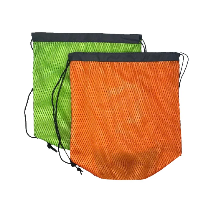 New design custom promotional advertising basketball bag training 2 layers polyester mesh round bottom drawstring sack pack