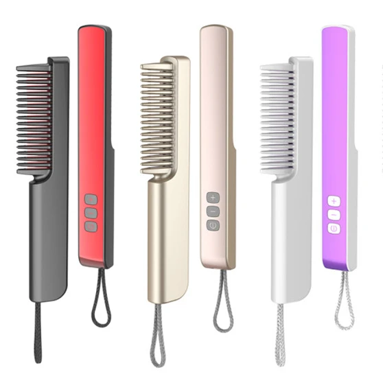 Rechargeable USB portable hair straightening brush Anti-Scald Hair Straightener Comb for Frizz-Free Silky Hair