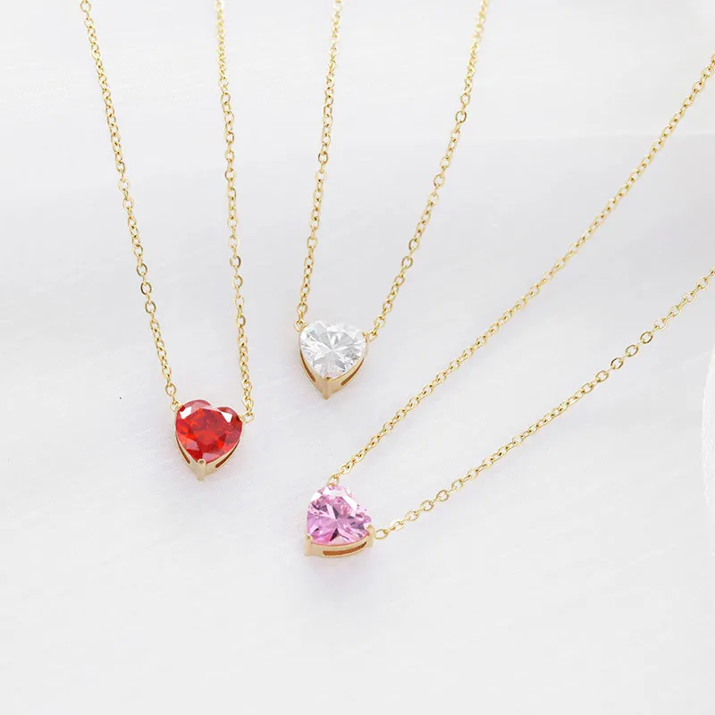 Ins trendy unique stainless steel necklace love heart pendant gold plated necklace girl