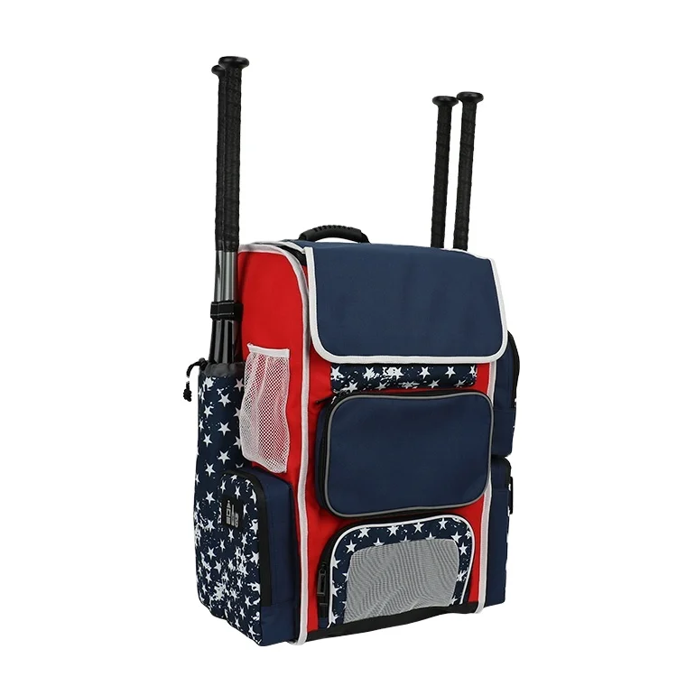 2021 Red Navy USA  Large Waterproof Softball Baseball Bag With Team Logo Shoe Compartment