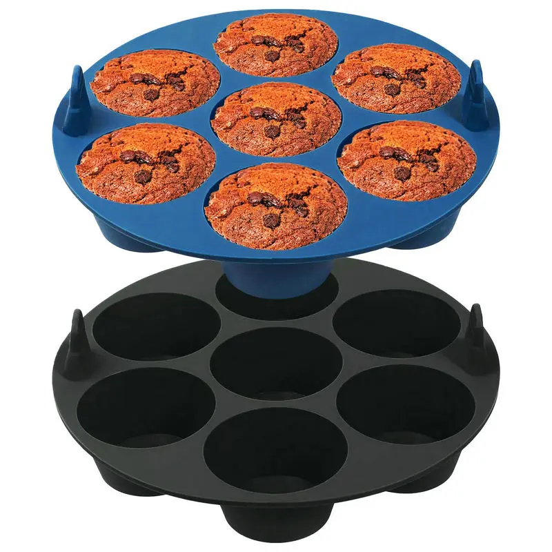 LifeTop BPA Free Silicone Air Fryer Egg Mold With Handle Molde Siliconas Air Fryer Cake Silicone Mold Muffin Pans For Air Fryer