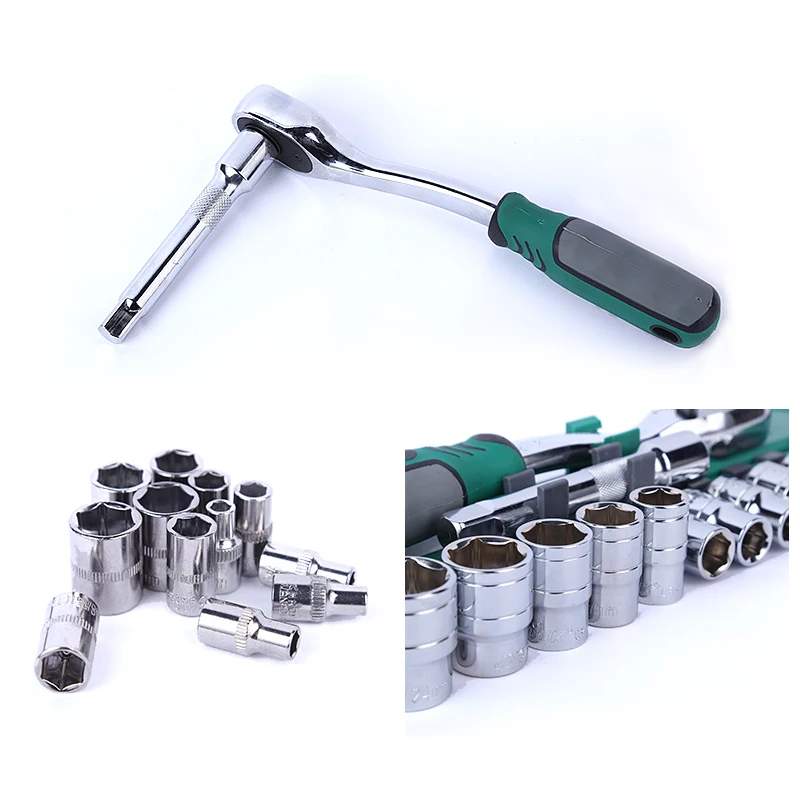 12PCS 1/4 multifunctional automotive repair tools ratchet quick socket wrench