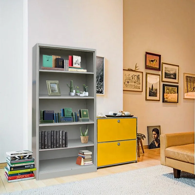 High Quality School library Furniture Steel Library Magazine Books Display Shelf Cabinet