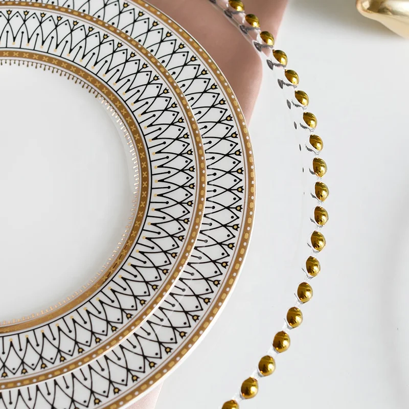 Aliisar Beaded Charger Plates Glass Underplate Best Seller Wedding Party Supplies Modern Party Suppliers Clear Silver Gold 8pcs