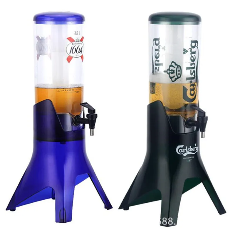 Commercial 5L Three-Head Beer Tower Set with Wine Column Large 5L Bar Wine Rack and Tie for Nightclubs and Parties