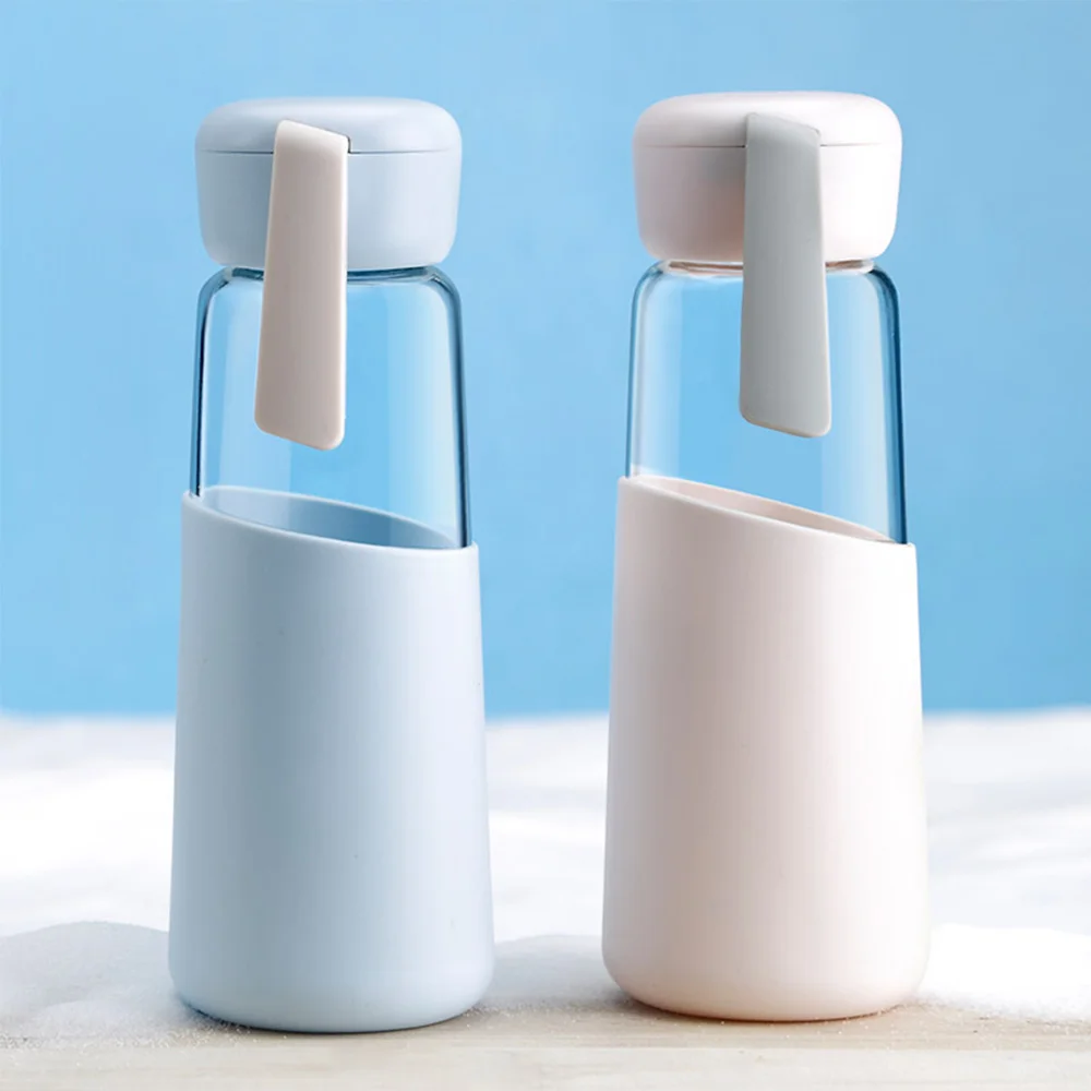 Promotion Custom Packing Unbreakable Double Wall Holy Borosilicate Glass Bottle Of Water Color Online With Cover And Silicone