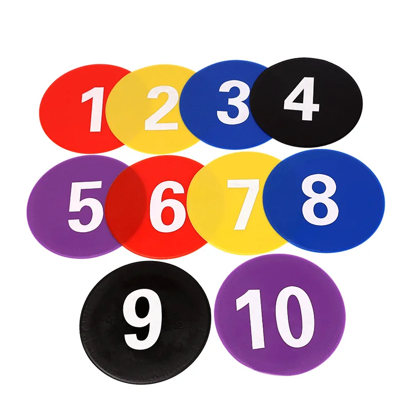 9 Inch PVC Number 1-10 Football Yard Markers Anti-slip Floor Spot Markers Set Soccer Training Equipment