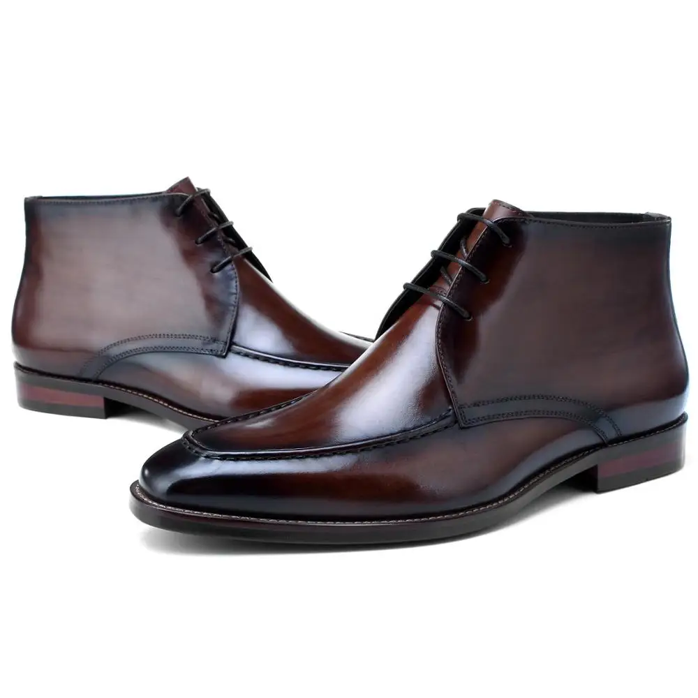 2020 new design smooth leather ankle boots genuine leather men winter boots