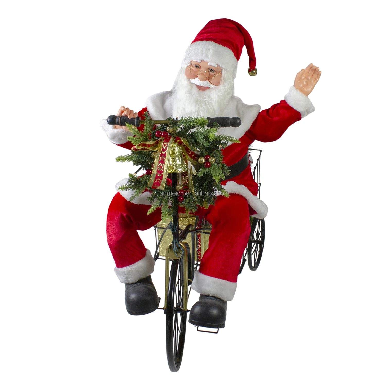 60/80cm led christmas ornament Musical Animated Santa Claus Sitting on Tricycle with Warm Holiday Figurine Decoration Collection