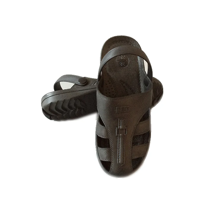 Durable Washable Anti-slip Soft Cleanroom Sandal Black SPU Six Holes ESD Antistatic Slippers