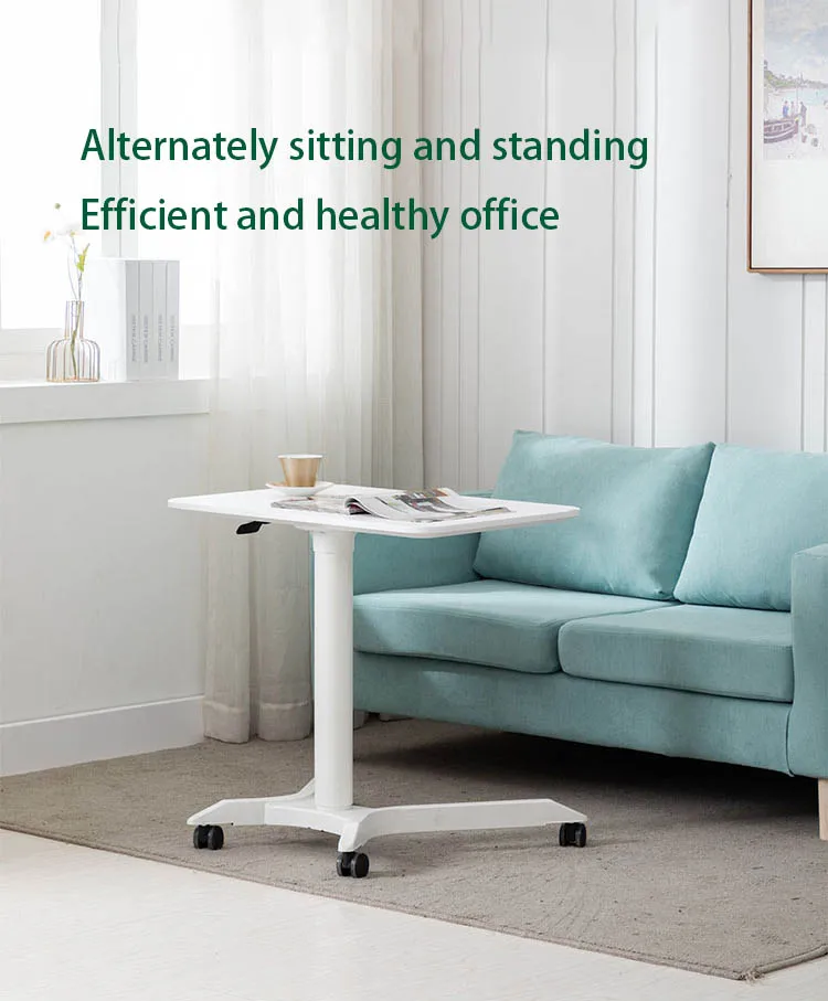 Alluminiim OEM furniture Pneumatic Height Adjustable Lifting Coffee laptop table Office Standing moving desk for office bedroom