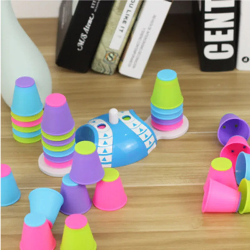 Wholesale Plastic Stacking Cups Toys Speed Game Digital Color Puzzle Stacking Cups Baby Gifts