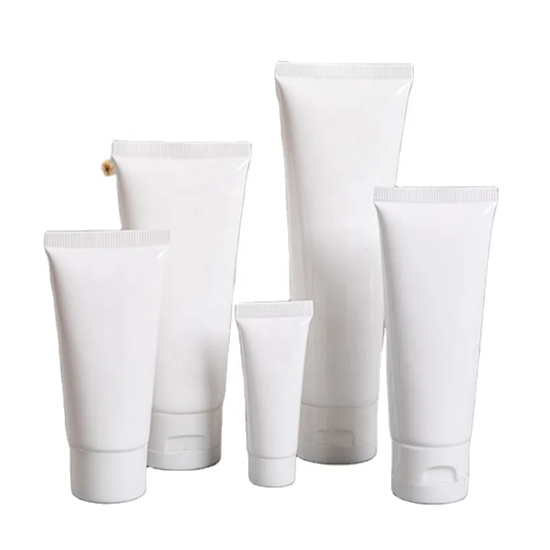 QN 10-300 ml squeeze cosmetic plastic white tube with screw cap/ flip caps squeeze tube for facial cleanser packaging