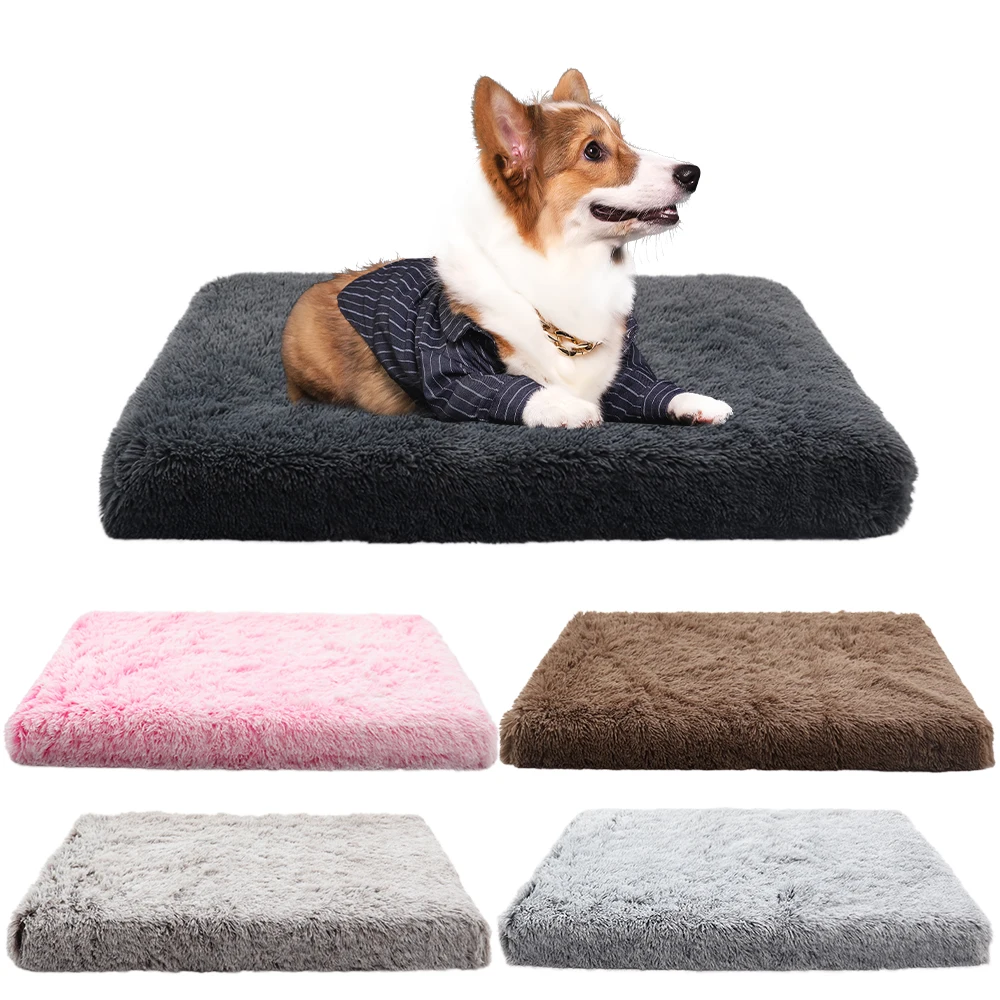 wholesale high quality pet dog bed mats washable long plush dog cushion for medium dogs  Portable Kennel Fleece puppies bed