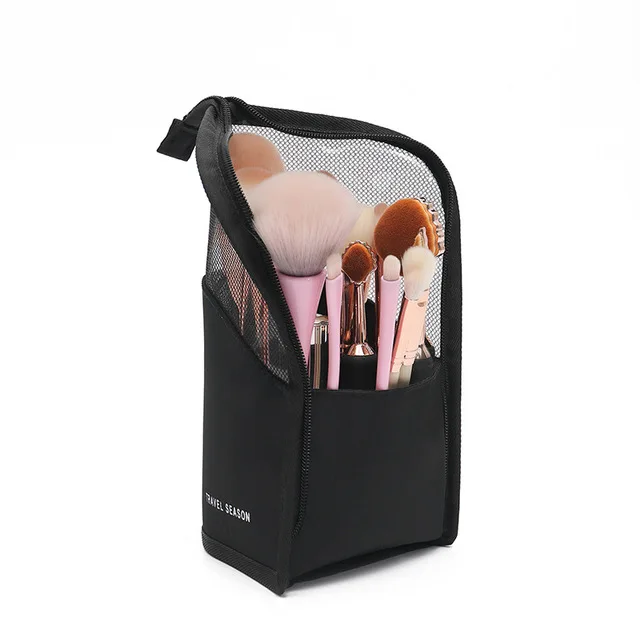 Cosmetic Bag for Women Pencil Case Stand Clear Zipper Makeup Bag Travel Female Makeup Brush Holder Bag