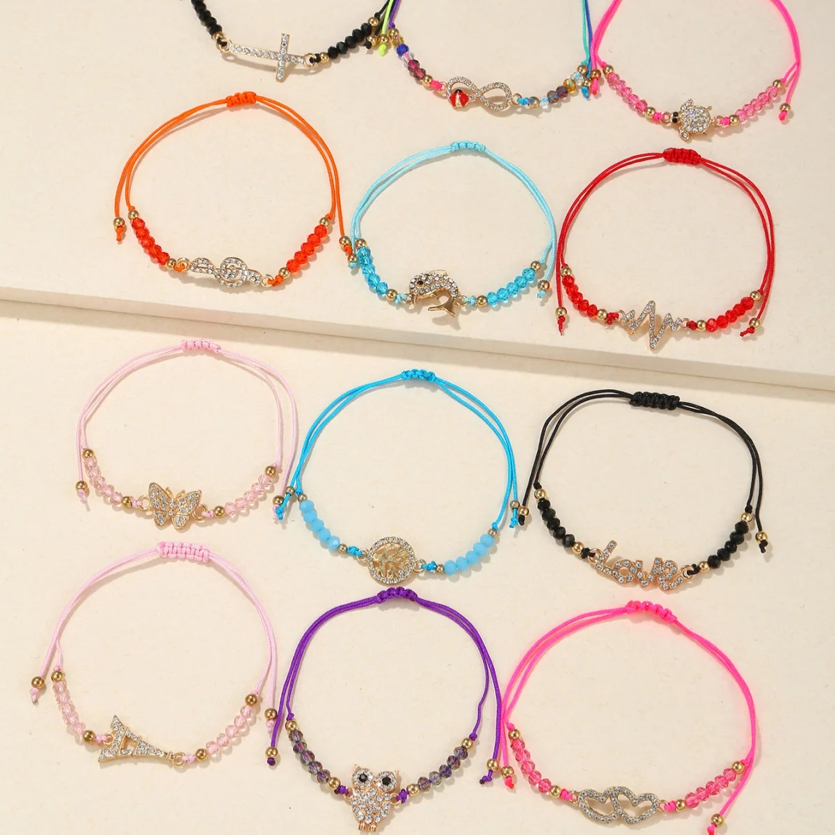 2024 New Style Beads Bracelet Handmade Beaded Weave Rope Bracelet Adjustable Rice Beads Unique Color Mixed