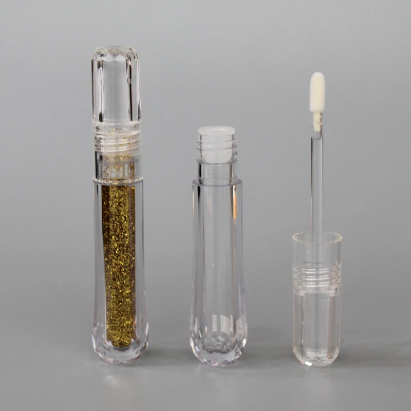 Transparent clear container acrylic cute empty lip gloss tube custom lipgloss packaging