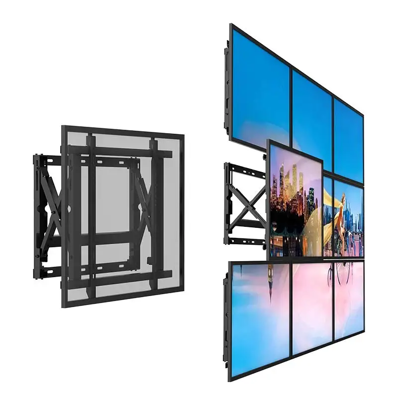 32-75 Inch Multi Screens Monitor Led Wall Front Maintenance Hydraulic Push Type Tv Wall Brackets Video Wall Mount
