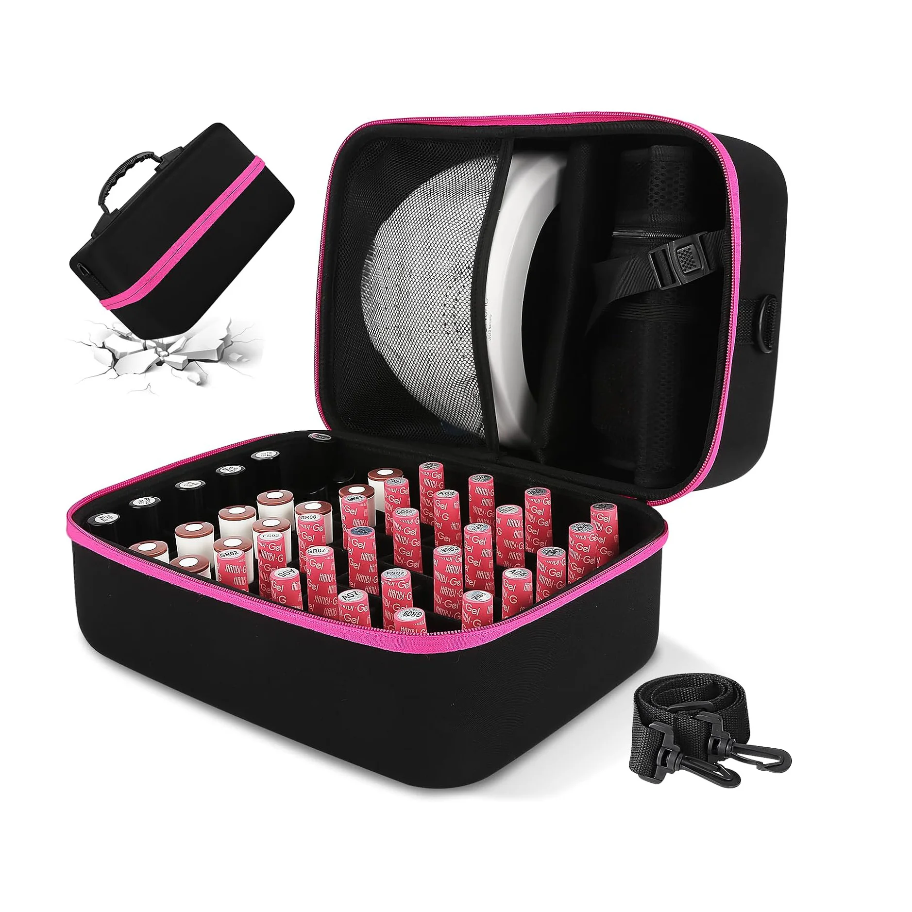 Detachable Portable Layers Nail Polish Storage Organizer Bag Nail Polish Carrying Case Makeup Case