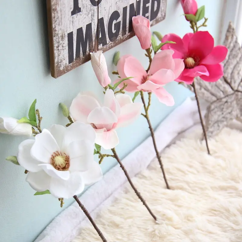 artificial flowers plastic magnolia decoration for wedding