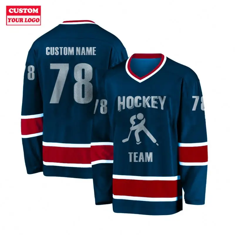 Sublimated Embroidery Patch Logo Oversize Team Ice Uniform Jersey Custom Practice Custom Reversible Hockey Jerseys