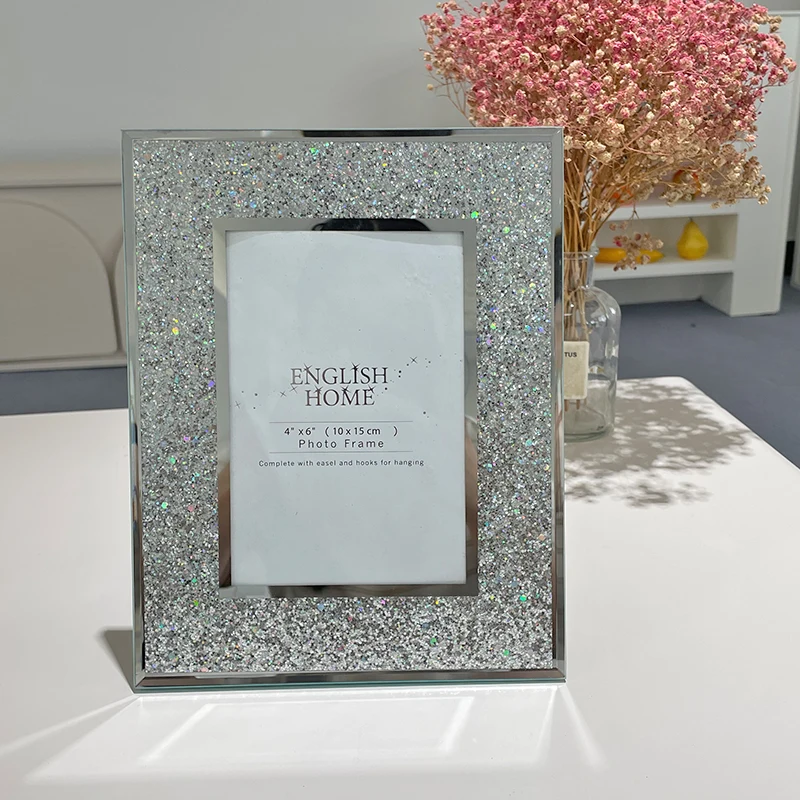 Modern Simple Pink Diamond Photo Frame  Glass Frame for Home Living Room Bedroom Study or Model Room Table 10*15