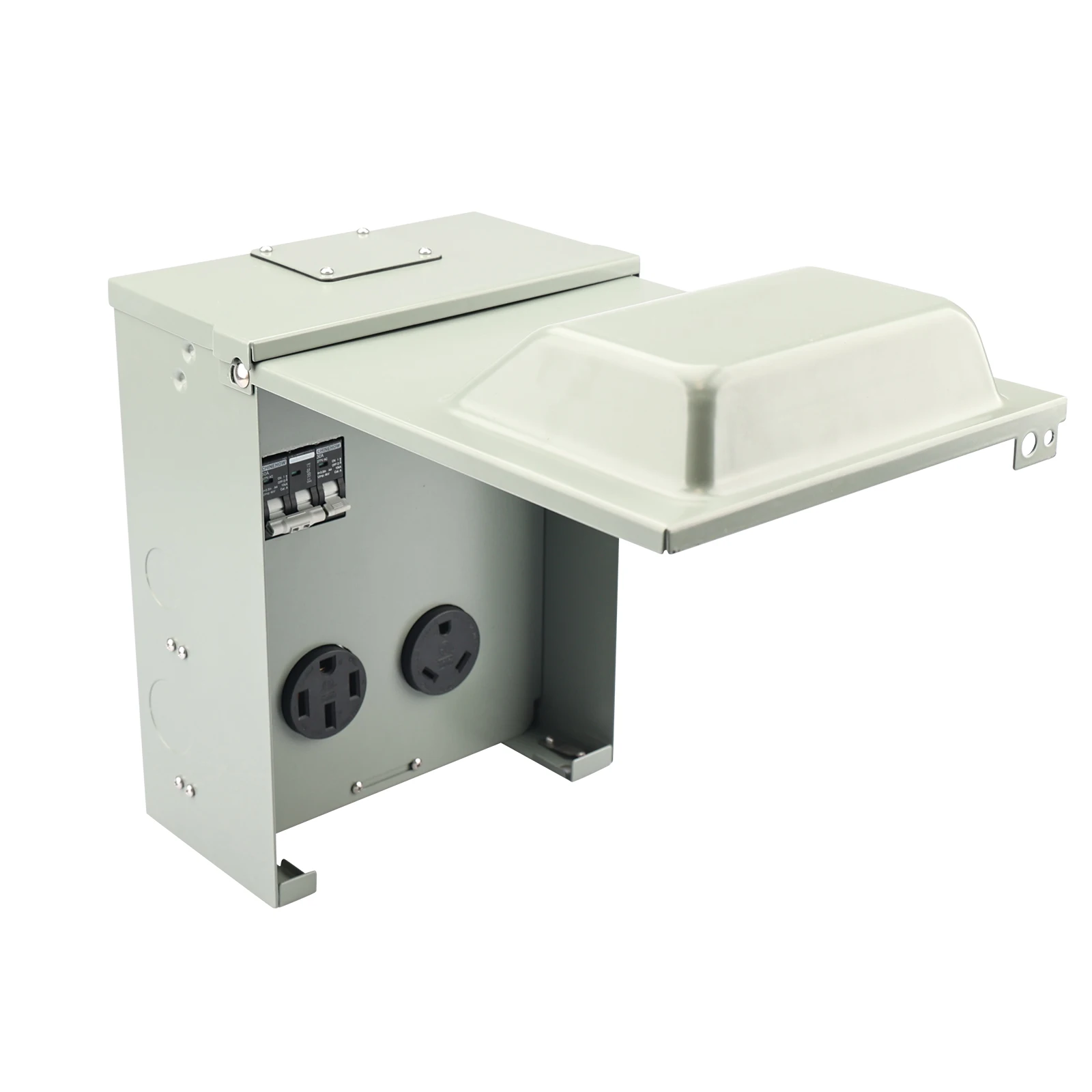 RV Power Outlet Panel 30A+50A with 30A+50A Circuit Breaker NEMA TT-30R + NEMA 14-50R Circuit Protected RV Power Outlet Panel