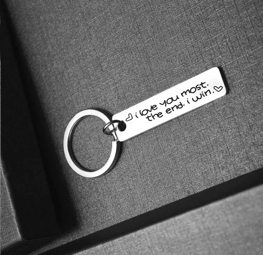 2024 Yuwei Couple Accompany Gift Keychain I Love You Most.The End I Win Stainless Steel Accessory Keychain